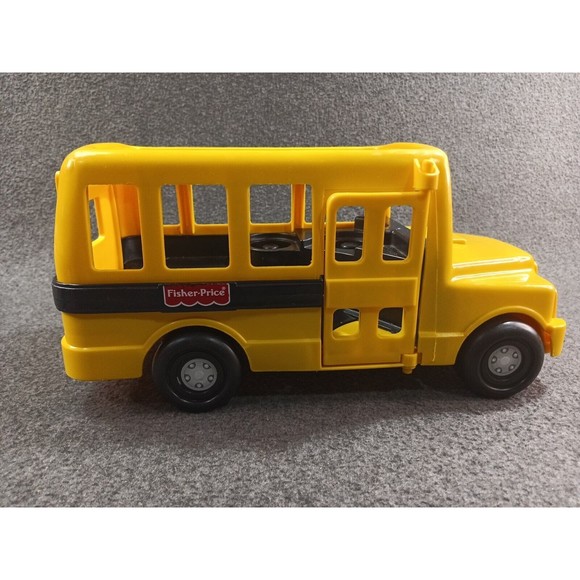 Vintage 1991 Fisher Price Little People School Bus Only Stop Sign Door Opens - Picture 7 of 16